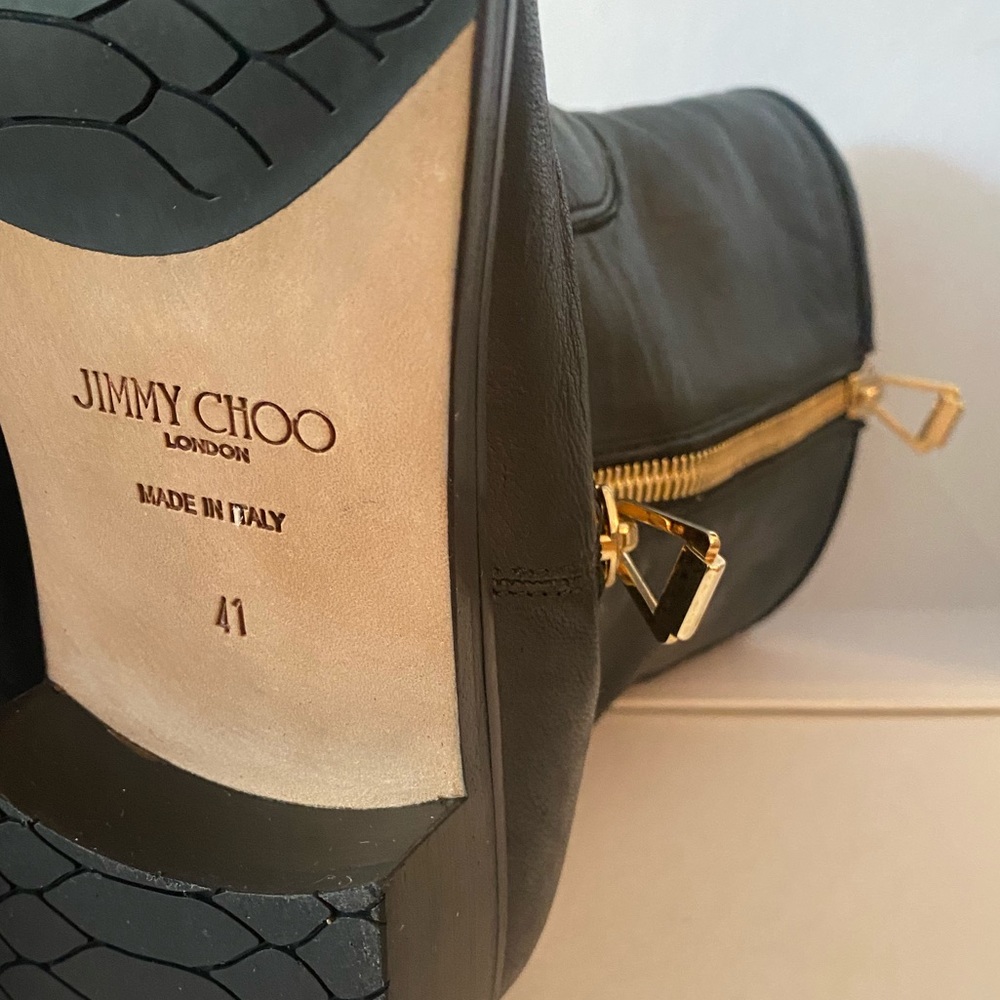 Jimmy Choo Dondo Grainy Calf Leath Biker Boots 41